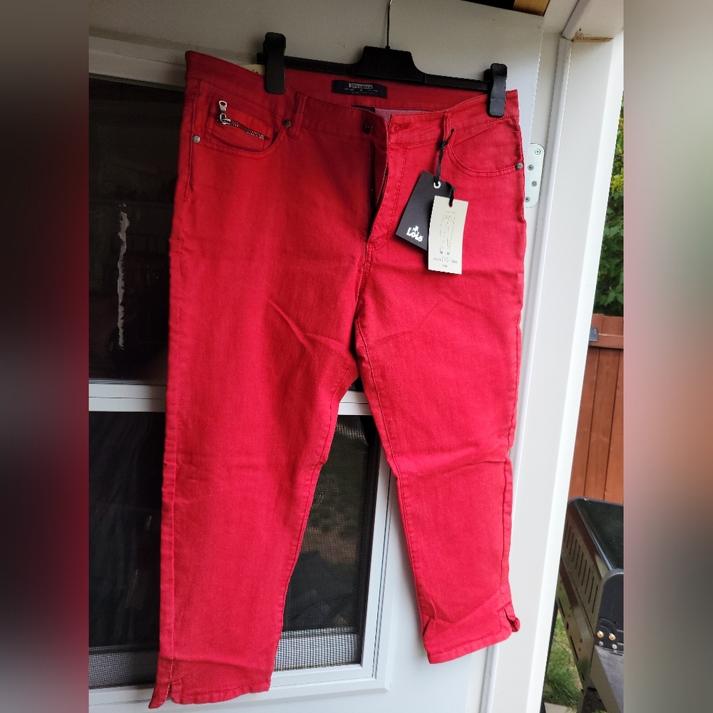 Red Denim Size 36 Ankle Pants With Strerch